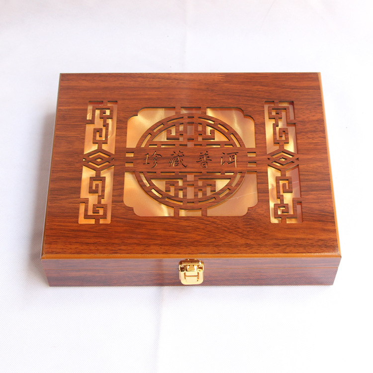 批发普洱茶包装 普洱七子饼茶精美茶叶盒子包装 镂空单饼木盒