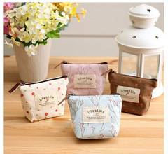 Japanese and Korean Style Floral Pattern Small Purse Key Holder Fresh Cute and Adorable Version Spring of Flowers Canvas Bag Direct Manufacturer Sale