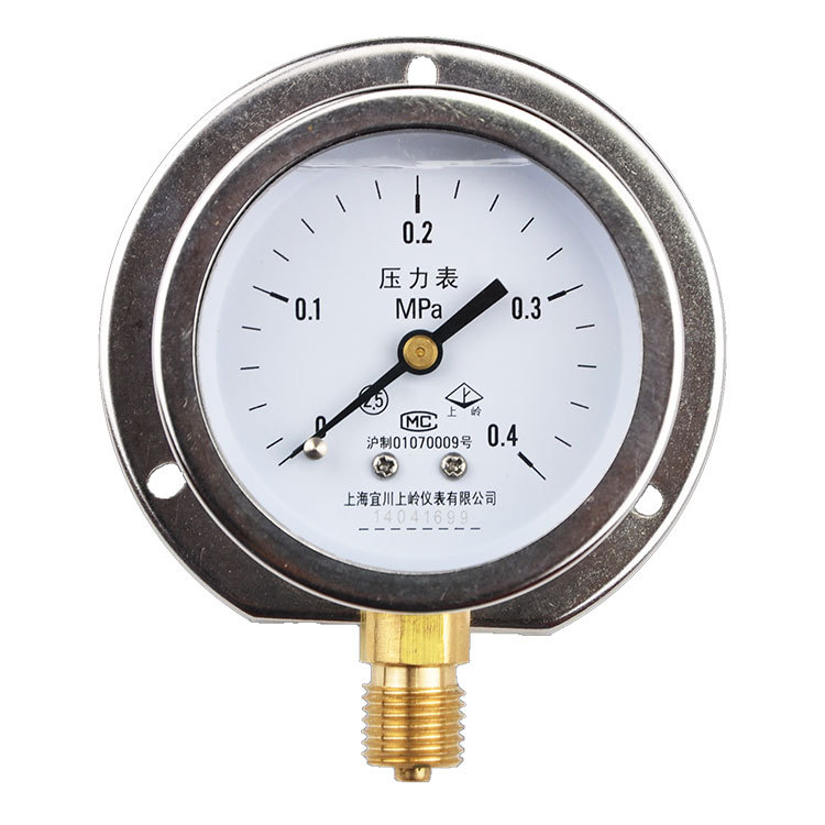 上海宜川 上岭 不锈钢外壳内部铜 耐震压力表 径向带边 YN60TBFK