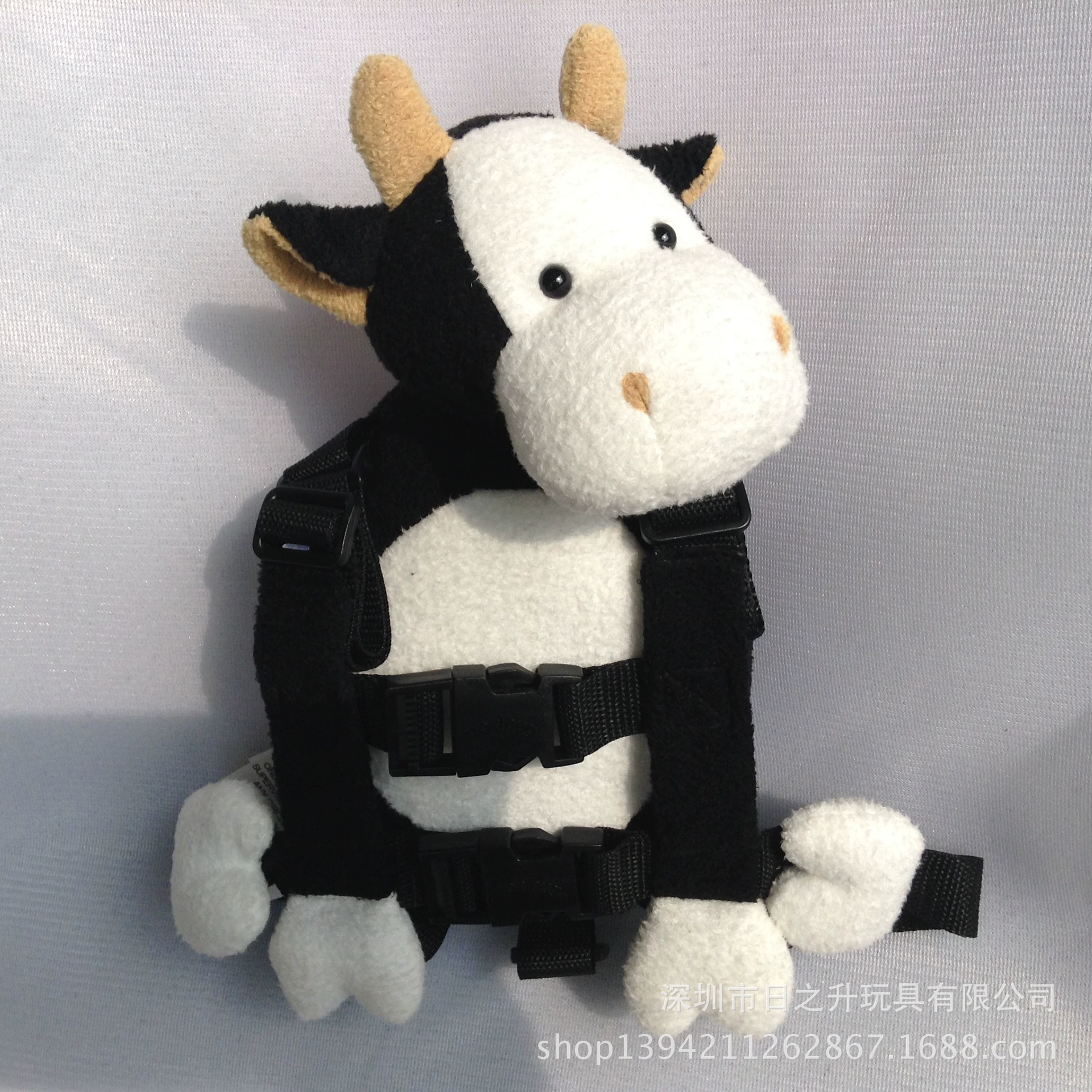 Готовые поставки детского рюкзака с героями мультфильмов для детей 1-5 лет, маленькая черная корова, анти-потерянный рюкзак, рюкзак с тяговой веревкой, уличная детская коляска, веревка