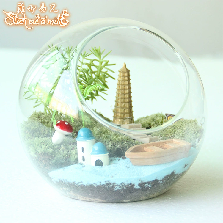 藓而易见 Micro-landscape ecological bottle Mini tower Small golden pagoda Placing components Sand table props