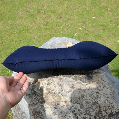 Thick Fleece Long Travel Pillow Portable Inflatable Pillow Nap Pillow Outdoor Pillow