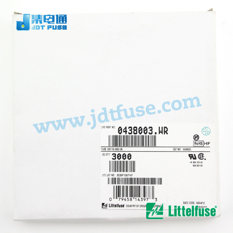 0603体积0438003.WR 力特Littelfuse原装热销  高温保险丝3A/32V