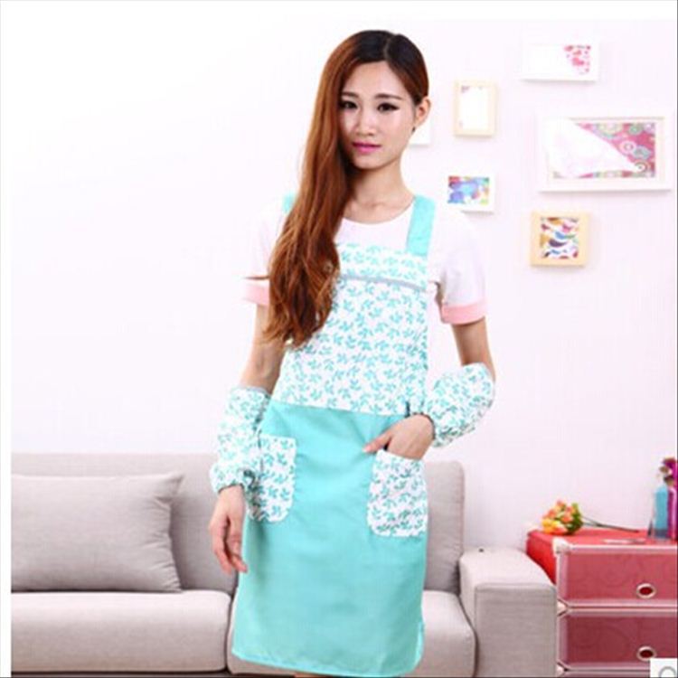 Yachao hogar estilo coreano moda cocina lindo impresión cinturón opresleeve manicura empleado ropa de trabajo traje delantal