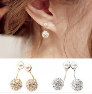 M89 Star models Pearl Full bore Rhinestone Double ball Needle After hanging earrings Wholesale earrings