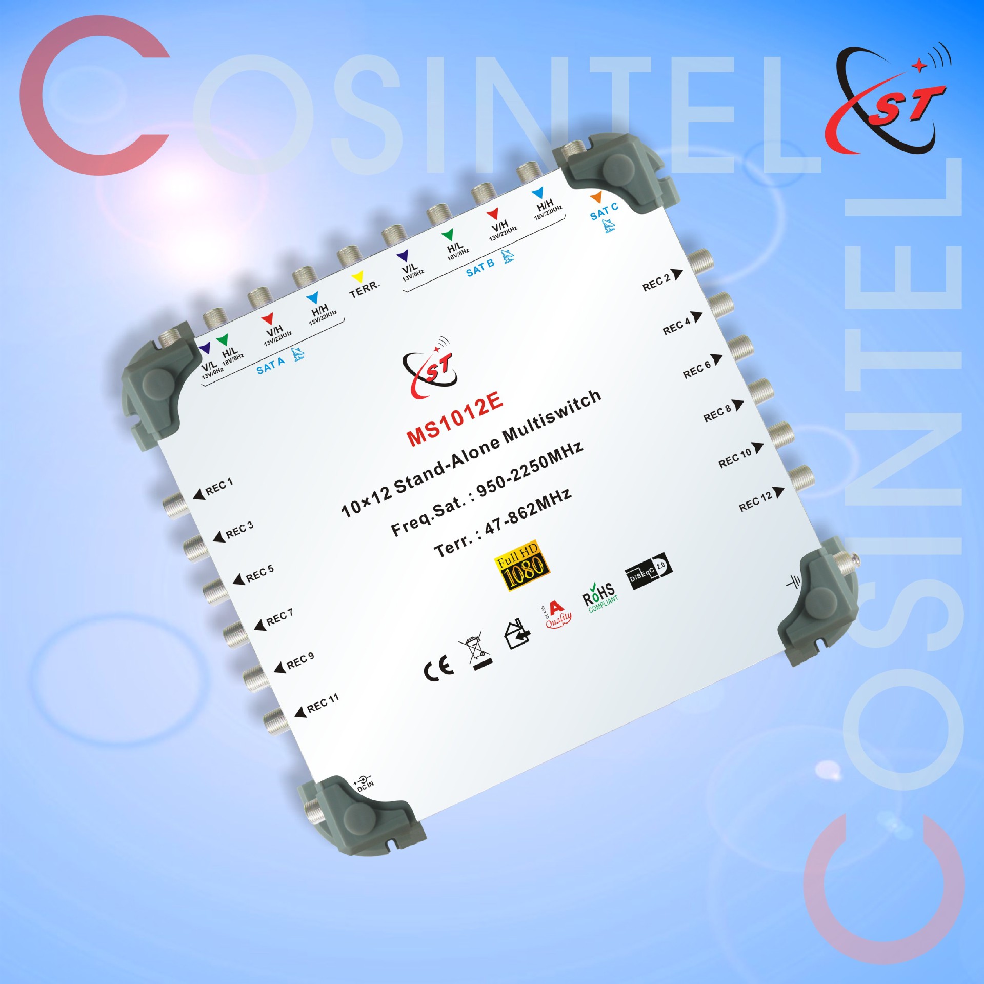 10进12出 MS1012E Multi-Switch卫星开关多路开关级联终端