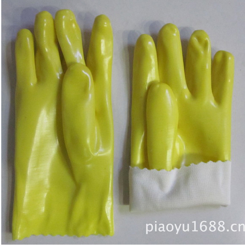 厂家供应 友合28公分浸塑棉毛耐酸碱手套 劳保手套 质量保证 批发