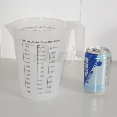 2500毫升大容量透明量杯带刻度带手柄量杯PP材质量杯|ms