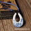 Blue and white water droplet necklace ancient wind and rope can automatically adjust the size of ceramic necklaces to spread the goods