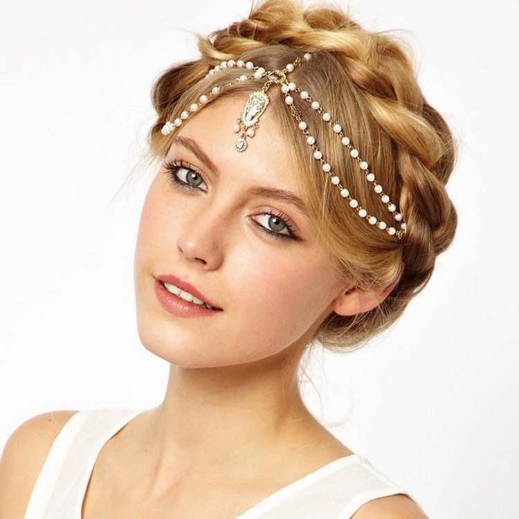 Accessory, headband pearl with tassels, European style, boho style
