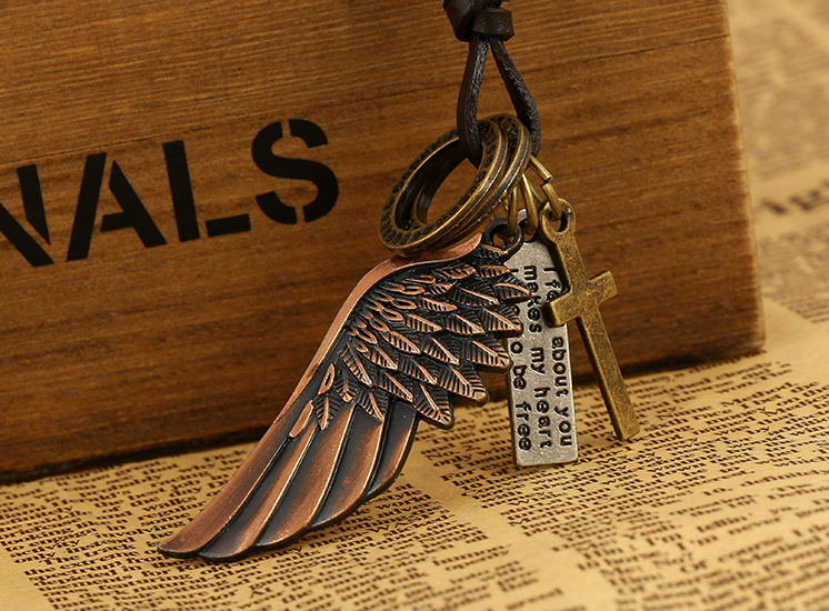 Angel Wing Genuine Leather Necklace Hot Leather Necklace Popular Necklace Wholesale