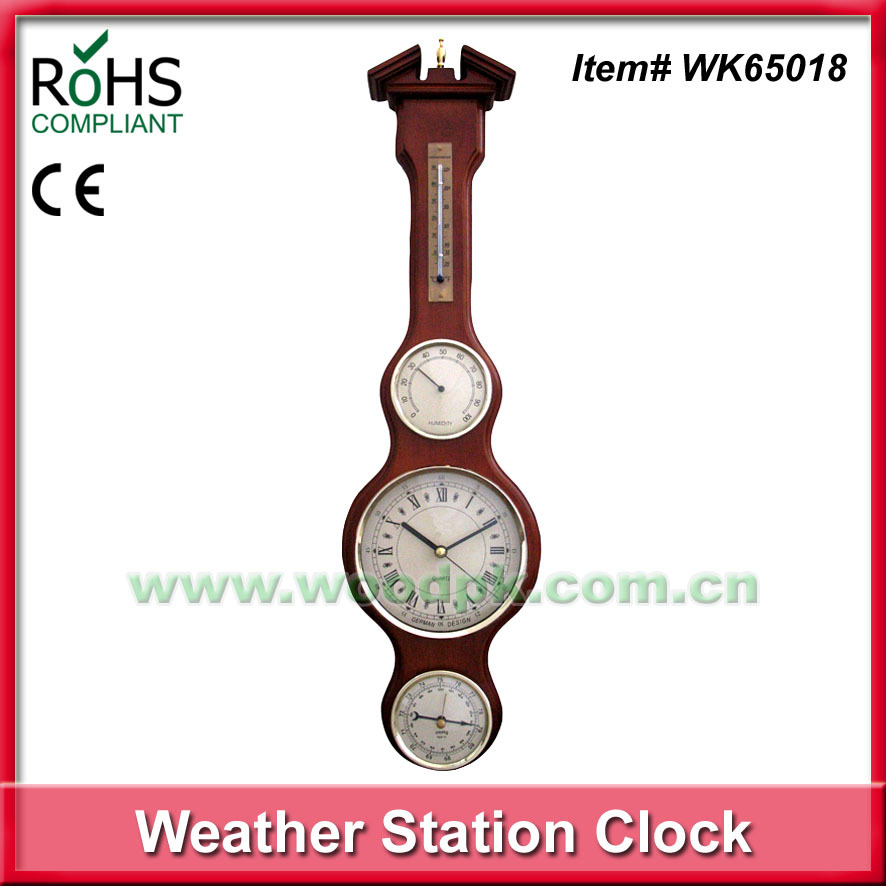 欧式时尚创意温湿度计 新款 时间功能 室内木制挂墙装饰 厂家直销