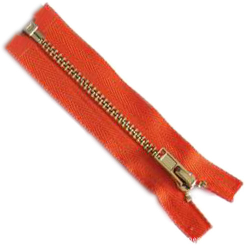 橘红色开尾金属拉链
