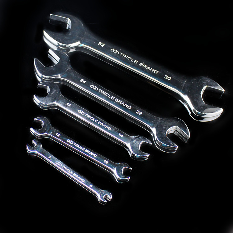 上海汇一 三圈工具 精品镜面开口扳手 双头呆扳手 6-32 单支价格