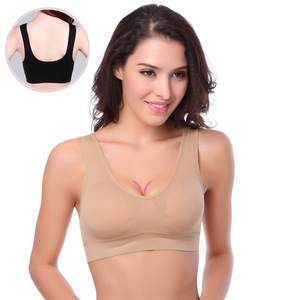 Large size seamless underwear sports bra vest no steel ring bra with bra pad