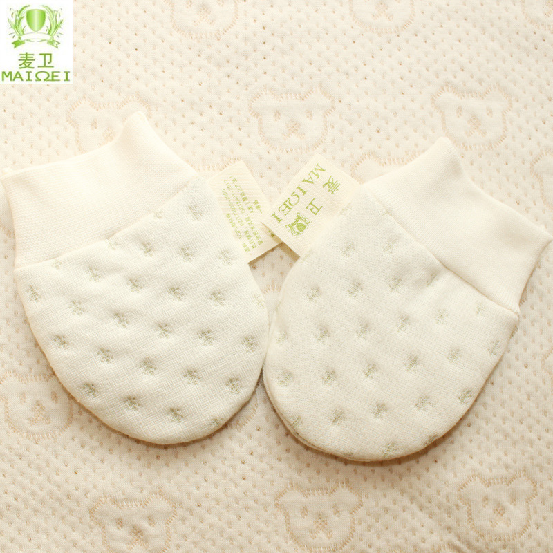 厂家直销 天然有机彩棉手套 婴儿防抓手套 新生儿手套 儿童 秋冬|ms