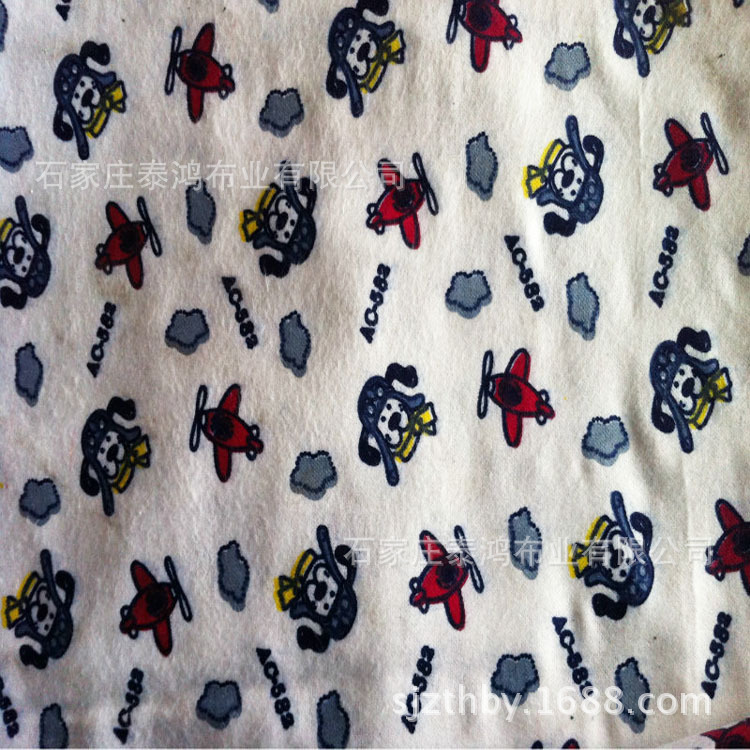 源头工厂批发孩子棉绒布料棉印花服装用布宝宝舒适多色起绒布