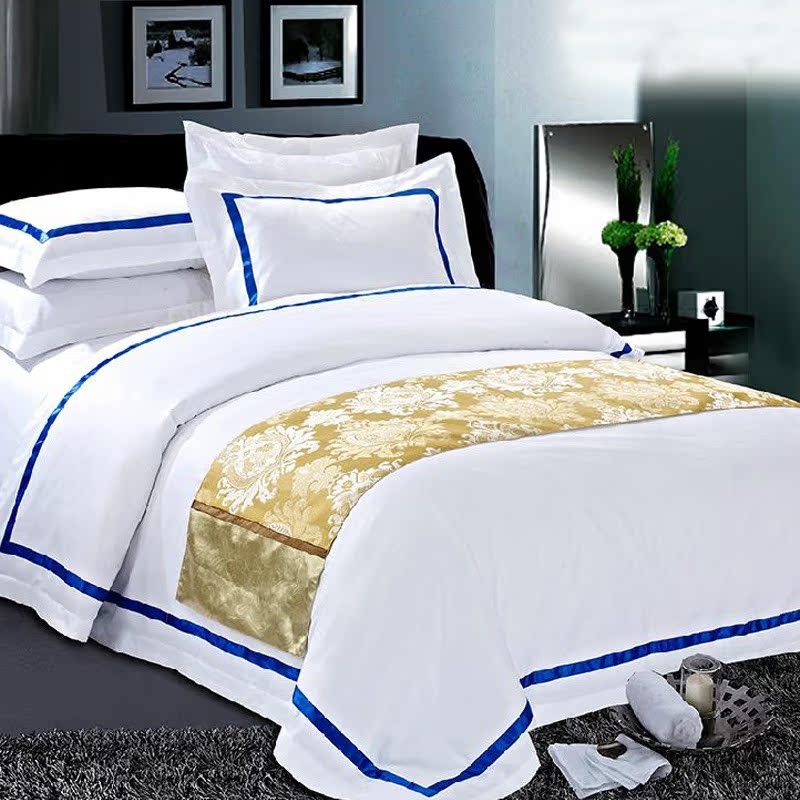 貢緞藍色拼接邊首圖2