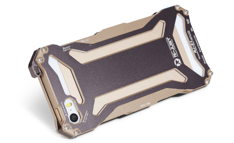 R-JUST GUNDAM Aerospace Aluminum Contrast Color Shockproof Metal Shell Outdoor Protection Protective Case for Apple iPhone SE/5S/5C/5