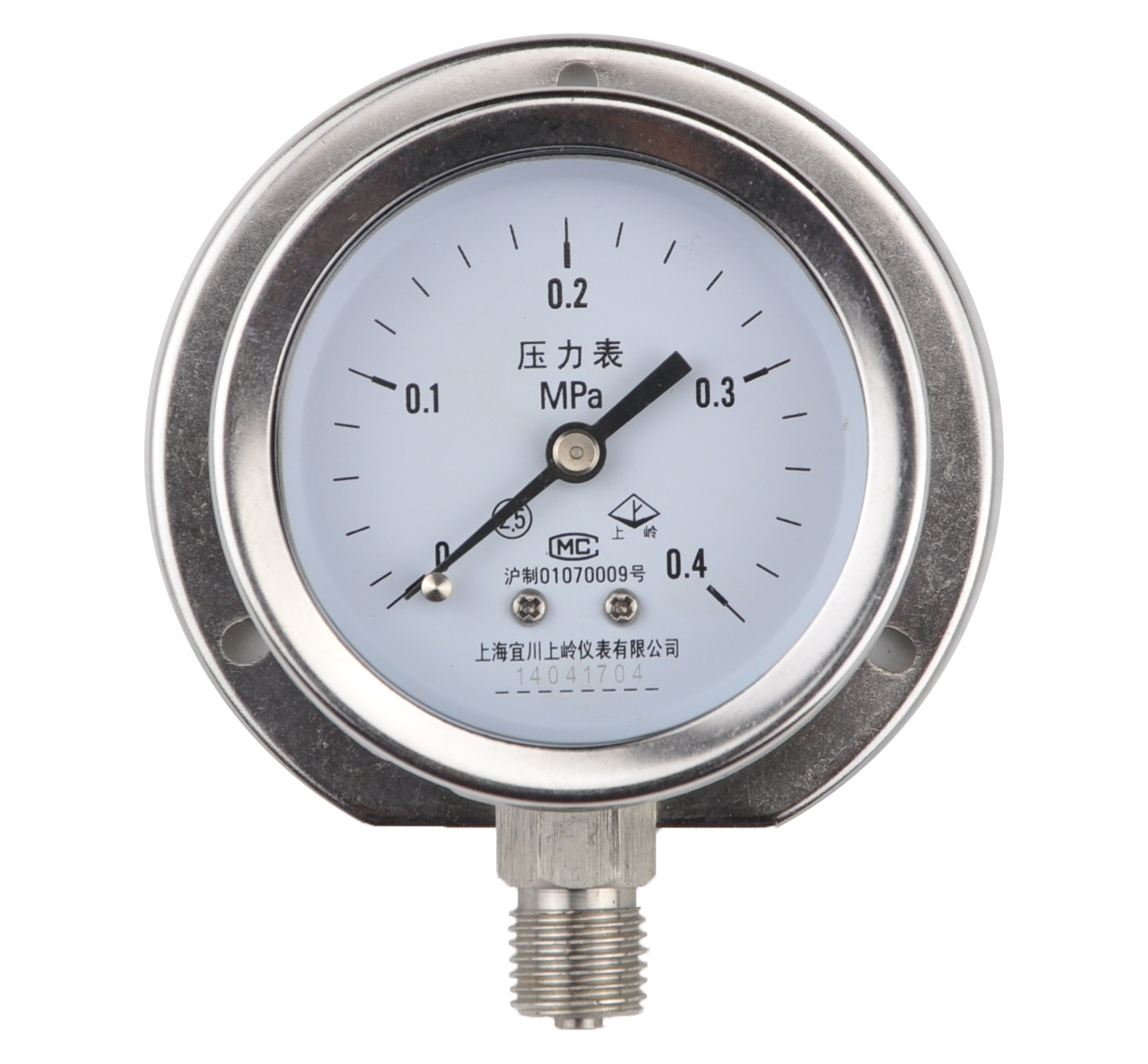 上海宜川 60周年品牌 上岭Y60TBF径向带边 耐腐蚀全不锈钢压力表