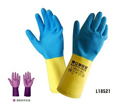 供应赛立特防化手套L28521氯丁腈手套橡胶植绒手套劳保手套批发