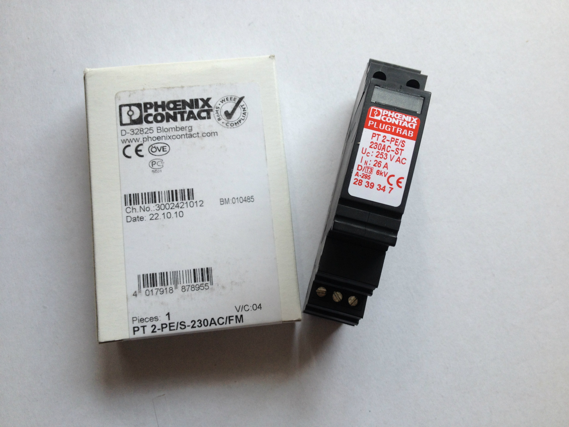 菲尼克斯 PHOENIX PT 2-PE/S-230AC-ST 2839347保护插头