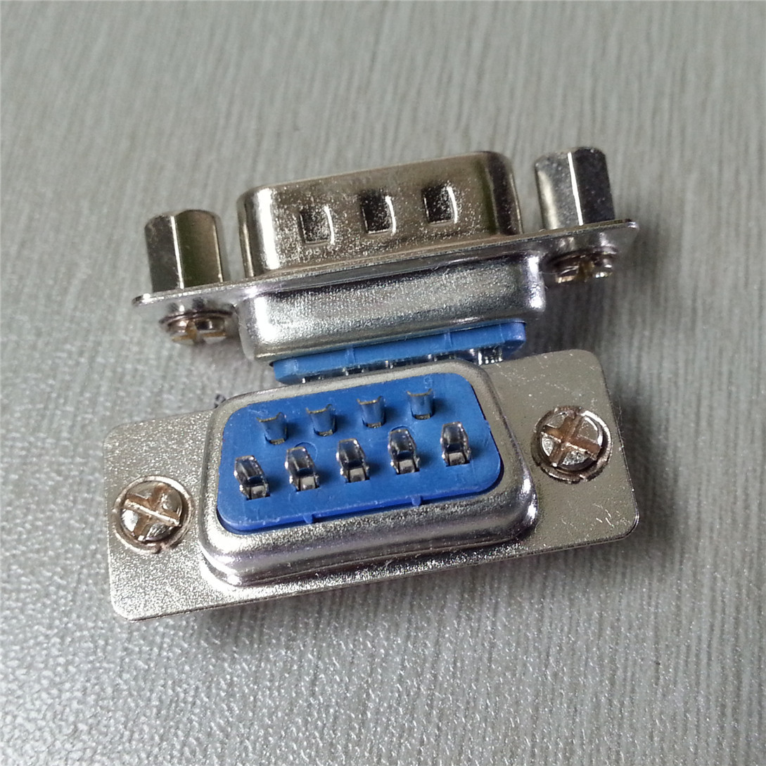 批发VGA电脑插头 DB9PIN公头连接器 蓝胶壳 镀金端子 公座连接器