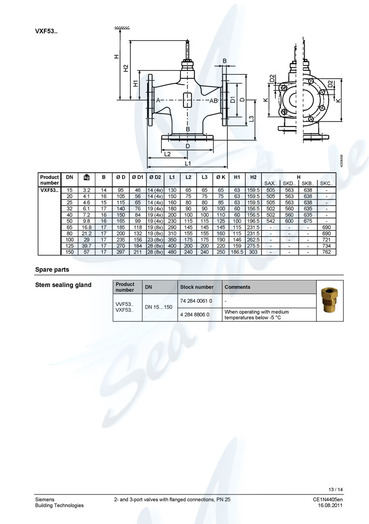 SIEMENS 西门子 VVF53.25-10 电动二通阀门 法兰调节蒸汽阀门 西门子