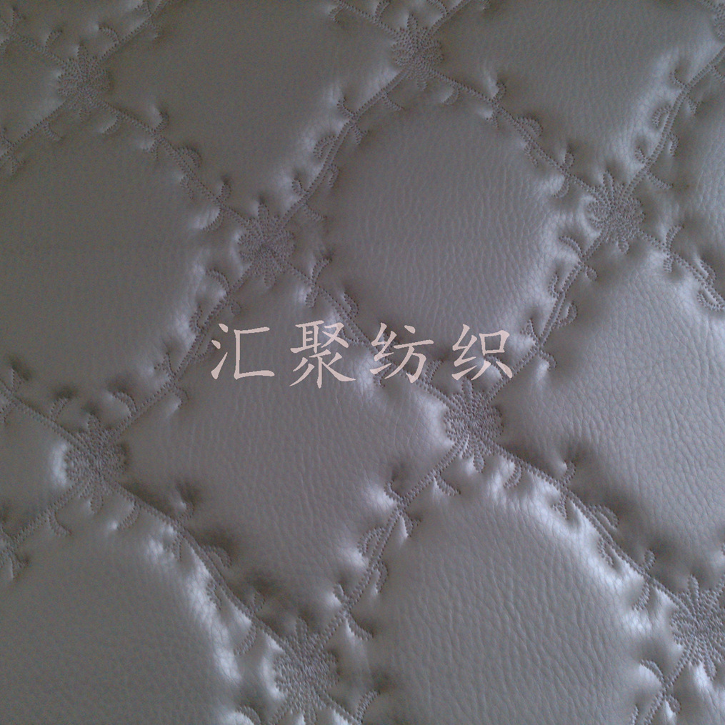 家居装饰皮革 树叶形刺绣皮革 绗绣软包皮革