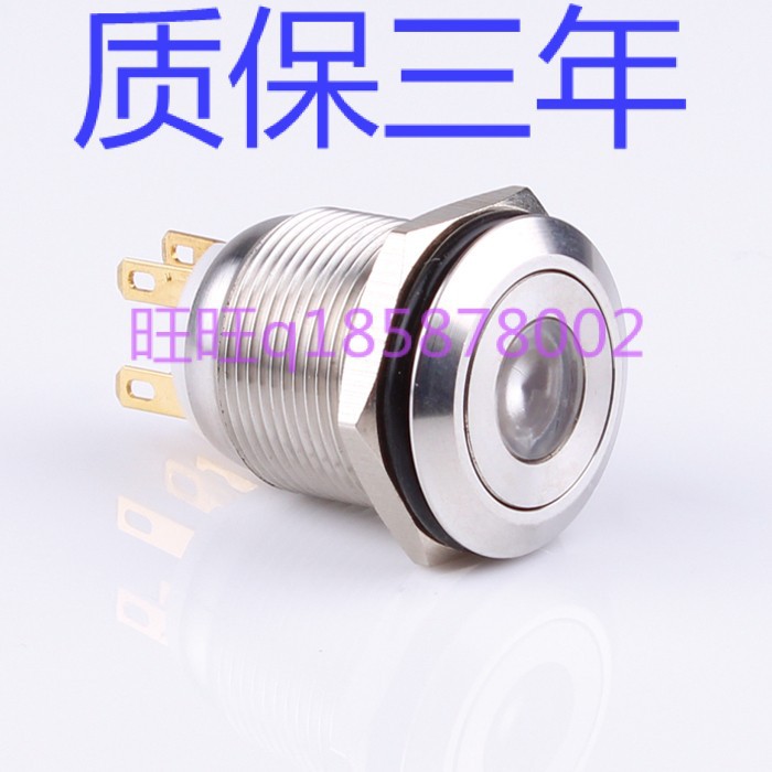 19mm金属防水单点带灯LED按钮开关自复自锁钮不锈钢外壳 S1GQ-11D