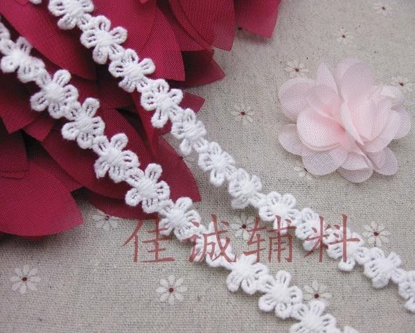 白色纯棉花朵花边 小花棉线花边 DIY服装辅料 1.5CM