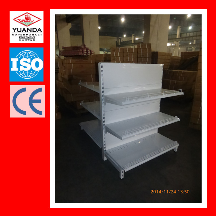 白色平背板货架带护栏