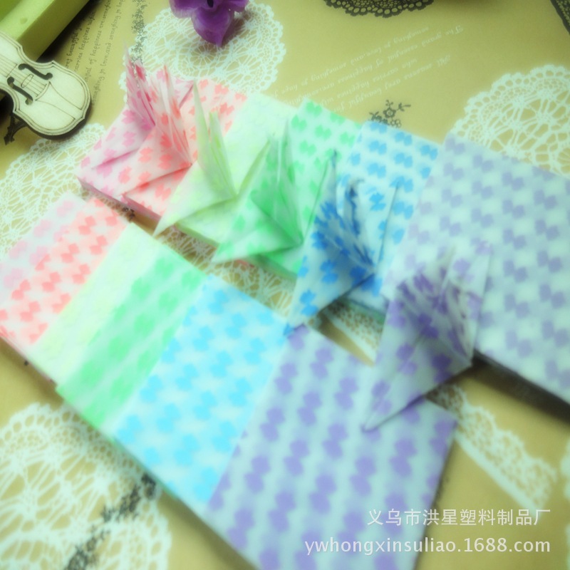 韩版夜光蝴蝶结图案千纸鹤折纸夜光纸6.5*6.5折纸夜光折纸手工