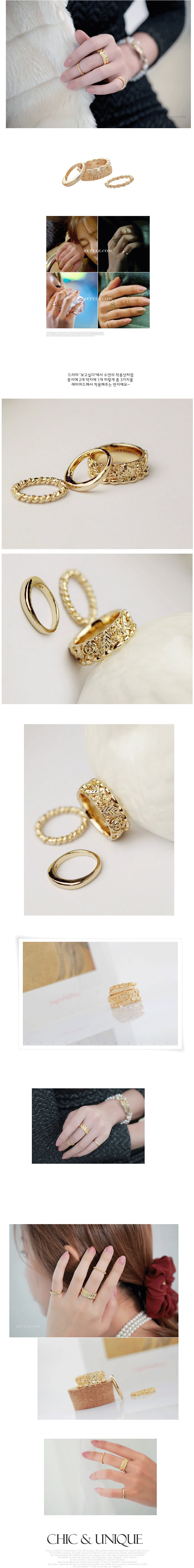 3件套 韓劇想你同款戒指 玫瑰花浮雕戒指 韓國飾品戒指韓版1