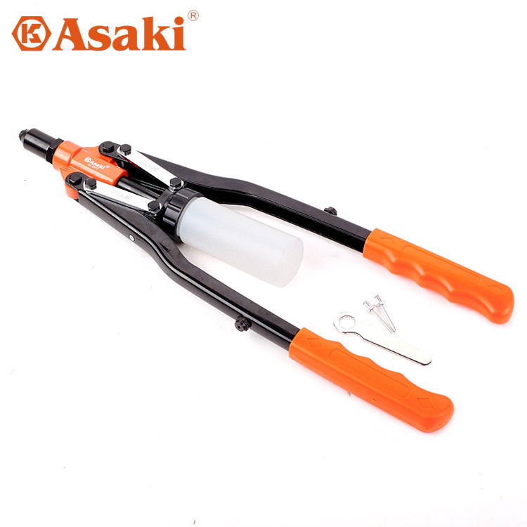 ASAKI 17寸重型双把拉铆枪 拉钉枪 拉钉钳 铆钉枪 铆钉机带收钉筒