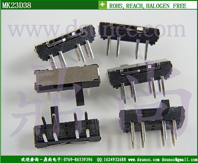 8脚3档插板式微型拨动开关MK23D38