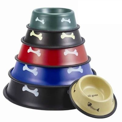 non-slip Steel bowl Pet Bowl Paint Bone Dog bowl Cat Bowl non-slip colour steel Dog bowl Dishes