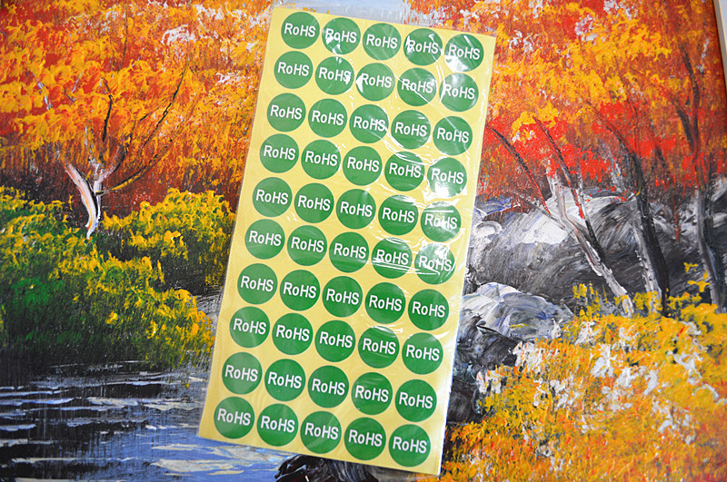 ROHS圆形不干胶标签贴纸 20mm绿色环保检验贴纸 绿底白字