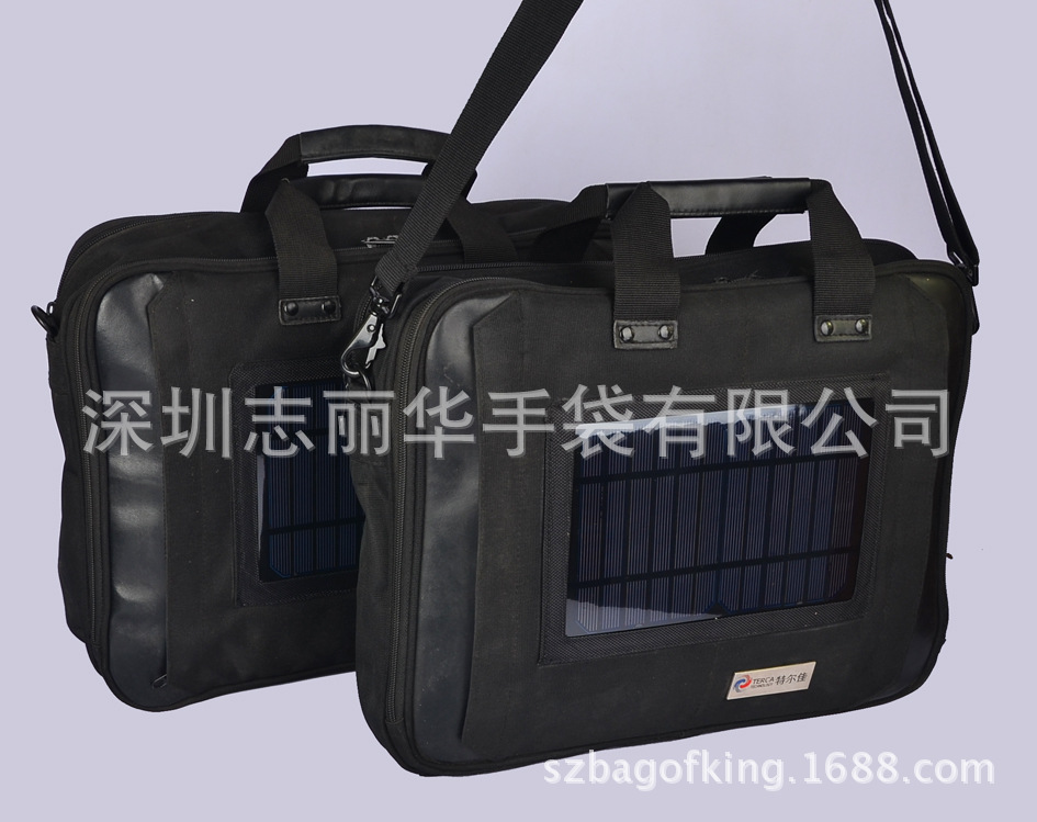 太阳能充电公文包 生产3.5W 真皮太阳能充电电脑包 太阳能休闲包