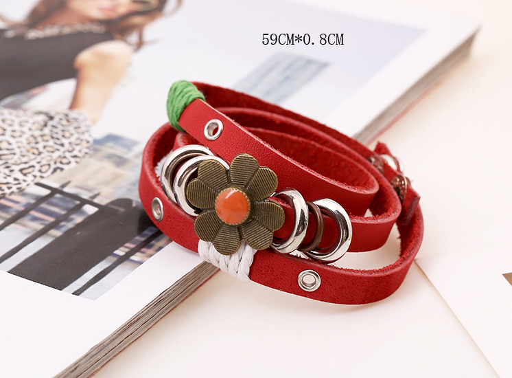 New Korean Style Beaded Leather Bracelet Around 3 Circles display picture 3