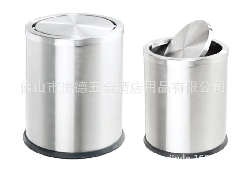 Special offer flip single-layer guest room bucket hotel trash can black paint thickened stainless steel guest room flame retardant bucket