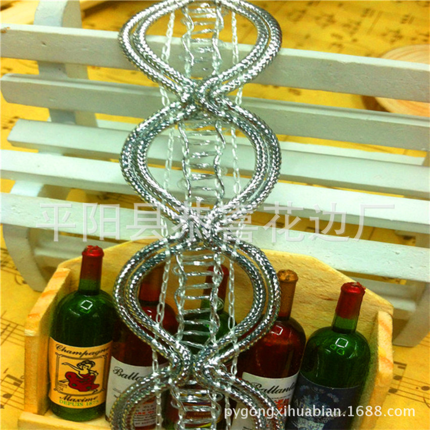 厂家直销供应金银线花边银色大圆8字边 供应金银丝花边平阳花边