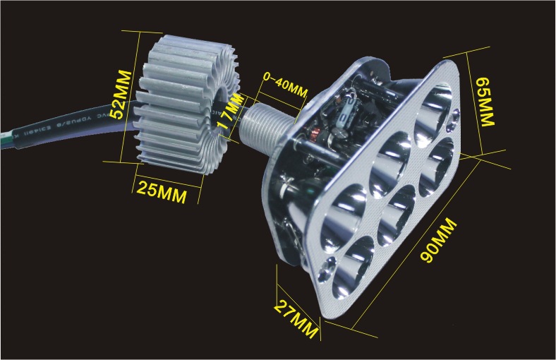 方形6燈 尺寸標明