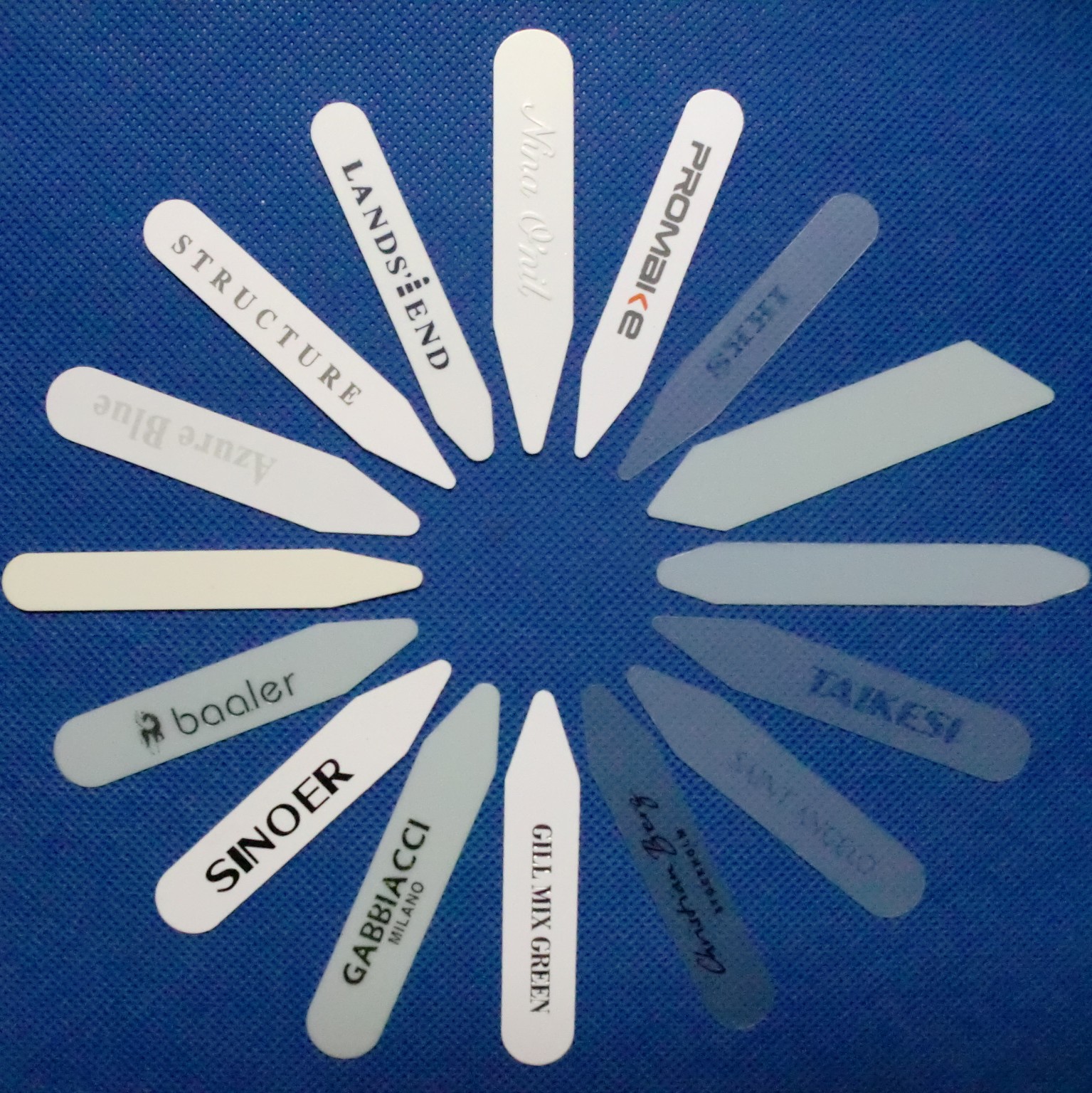 産地貨源個性化LOGO 透明PET襯衣領插片 襯衫插角片 白色領角片