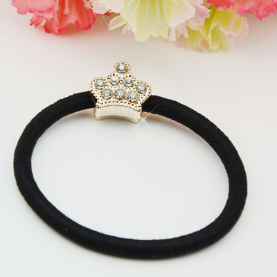 韩国发圈头绳 新款满天星皇冠镶钻皮筋 4MM粗绳皮筋  饰品 女生|ms