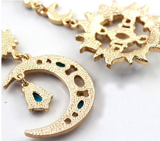 Moon Pattern Women's Gender 1 Pair Sweet Moon Plating Inlay Alloy Artificial Gemstones Drop Earrings