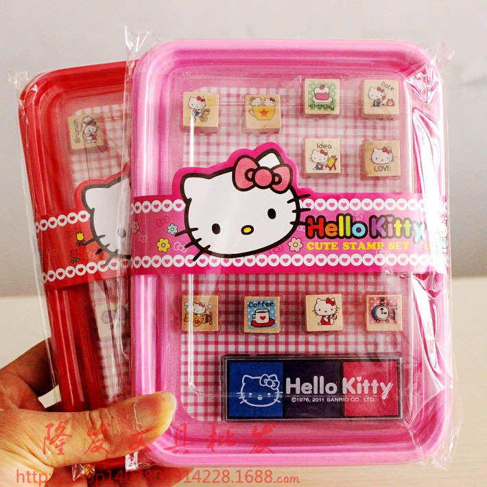 南韩文具 Hello Kitty 可爱饭盒卡通儿童印章套装 教师奖励鼓励章|ms