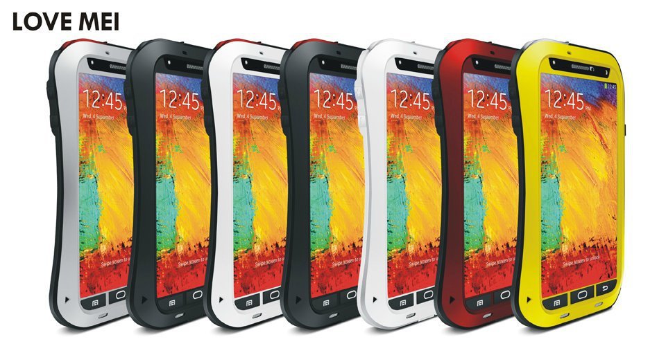 LOVE MEI Powerful Small Waist Water Resistant Shockproof Dust/Dirt/Snow Proof Aluminum Metal Outdoor Heavy Duty Case Cover for Samsung Galaxy Note 3