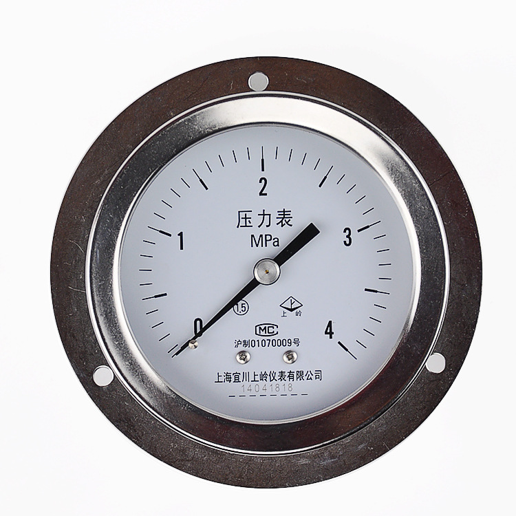 上海宜川 上岭Y100ZTBFK 轴向带边耐腐蚀 不锈钢外壳压力表
