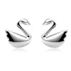 Cute swan, fresh fashionable earrings, accessory, silver 925 sample, simple and elegant design, wholesale